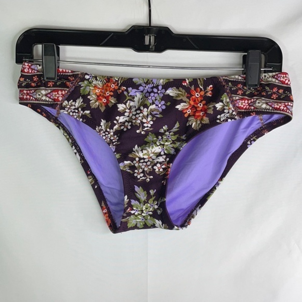 Becca purple floral swim bikini bottom